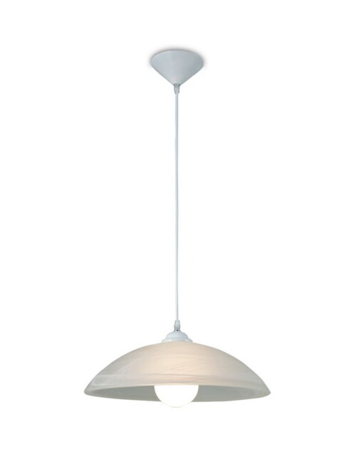 Chester E27 Ceiling Dome Pendant, Frosted Alabaster Glass with White Suspension Kit - image 1