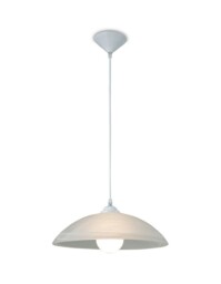 Chester E27 Ceiling Dome Pendant, Frosted Alabaster Glass with White Suspension Kit - thumbnail 1