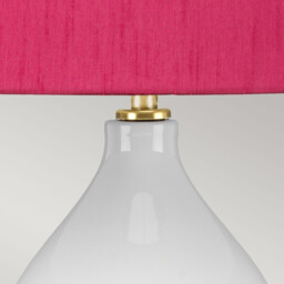 Isla Table Lamp with Round Tapered Shade, Aged Brass, White, Pink - thumbnail 3
