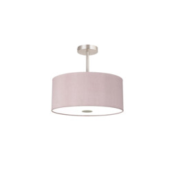 Baymont Satin Nickel 5 Light E27 Semi Flush With 40cm Dual Faux Silk Shade, Taupe/Halo Gold - thumbnail 5