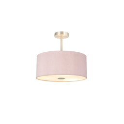 Baymont Satin Nickel 5 Light E27 Semi Flush With 40cm Dual Faux Silk Shade, Taupe/Halo Gold