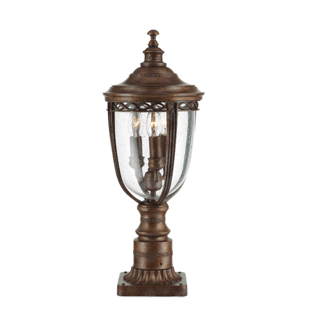 English Bridle 3 Light Medium Outdoor Pedestal Light British Bronze IP44, E14 - image 1