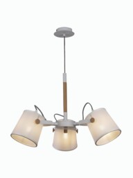 Nordica Ceiling Pendant 3 Light 3x23W E27, White, Beech with White Shades