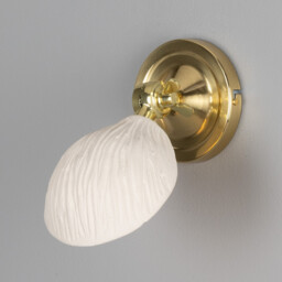 Coco Wall Light Matte White Striped, Polished Brass - thumbnail 1
