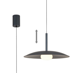 Lidia 40cm Rise And Fall Pendant, 12W LED, 3000K, 1500lm, Grey, 3yrs Warranty - thumbnail 1