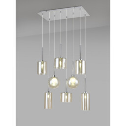 Baldwin Rectangle Multiple Pendant 2m, 8 x G9, Polished Chrome/Cognac/Frosted Type A,B,C,G Shade - thumbnail 3