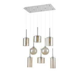 Baldwin Rectangle Multiple Pendant 2m, 8 x G9, Polished Chrome/Cognac/Frosted Type A,B,C,G Shade - thumbnail 5