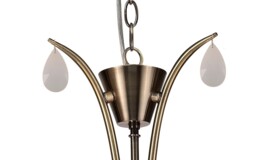 Andrea Ceiling Pendant 67cm Round, Antique Brass, White Shades, White Crystal Droplets - thumbnail 5