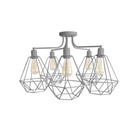 Karo Multi Arm Semi Flush Ceiling Light Grey 75cm