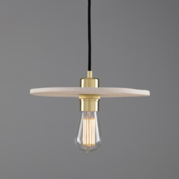 Bog Oak Pendant, Matte White Striped, Polished Brass