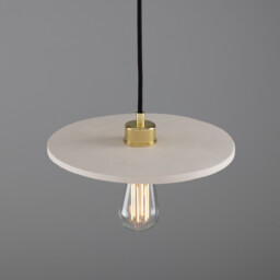 Bog Oak Pendant, Matte White Striped, Polished Brass - thumbnail 3