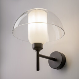 Memory Modern Dome Wall Lamp Black 1xE14 Glass Shade - thumbnail 2