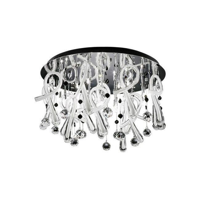 Class Flush Ceiling Round 20 Light G4 Polished Chrome/White Glass/Crystal, NOT LED/CFL Compatible - image 1