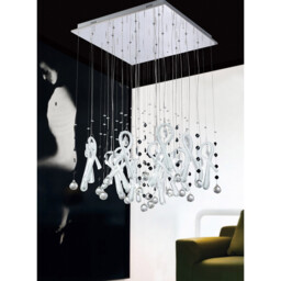 Class Flush Ceiling Round 20 Light G4 Polished Chrome/White Glass/Crystal, NOT LED/CFL Compatible - thumbnail 5