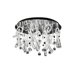 Class Flush Ceiling Round 20 Light G4 Polished Chrome/White Glass/Crystal, NOT LED/CFL Compatible