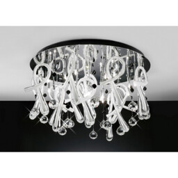 Class Flush Ceiling Round 20 Light G4 Polished Chrome/White Glass/Crystal, NOT LED/CFL Compatible - thumbnail 2