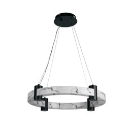 Moonbeam LED Celling Pendant, Black Metal & Marbleised Resin - thumbnail 2