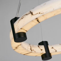 Moonbeam LED Celling Pendant, Black Metal & Marbleised Resin - thumbnail 3