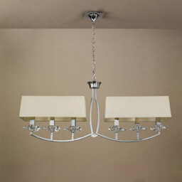 Akira Linear Pendant 2 Arm 6 Light E14, Polished Chrome With Cream Shades - thumbnail 2