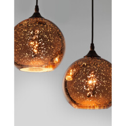 Blaze 3 Light Cluster Pendant Ceiling Light Copper Glass, Black Metal LED E27 - thumbnail 3