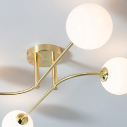 Otto Semi Flush Satin Brushed Gold Effect Plate & Gloss Opal Glass 4 Light Dimmable IP20 - G9 - thumbnail 5