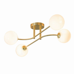 Otto Semi Flush Satin Brushed Gold Effect Plate & Gloss Opal Glass 4 Light Dimmable IP20 - G9