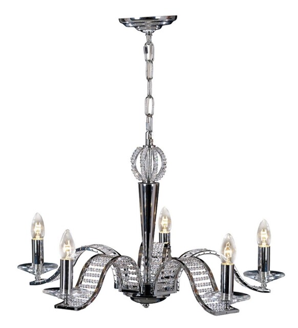 Niobe Ceiling Pendant Chandelier 5 Light Polished Chrome, Crystal - image 1