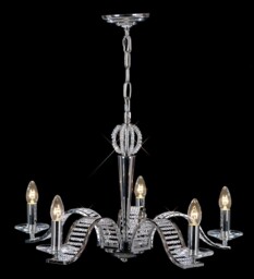 Niobe Ceiling Pendant Chandelier 5 Light Polished Chrome, Crystal - thumbnail 2