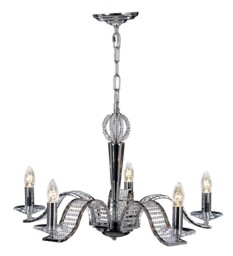 Niobe Ceiling Pendant Chandelier 5 Light Polished Chrome, Crystal