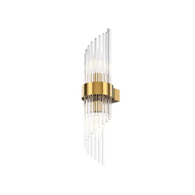 Frame Modern Up & Down Wall Lamp Gold 2xE14 Glass Shade - image 1