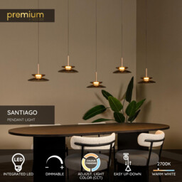 Lucide SANTIAGO - Pendant light - LED Dim. - CCT - 5x10W 2700K/4000K - Amber - Premium - thumbnail 2