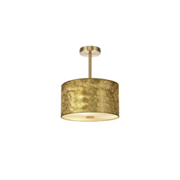 Baymont Antique Brass E27 Semi Flush Fixture With 30cm x 17cm Gold Leaf Shade With Frosted/AB Acrylic Diffuser