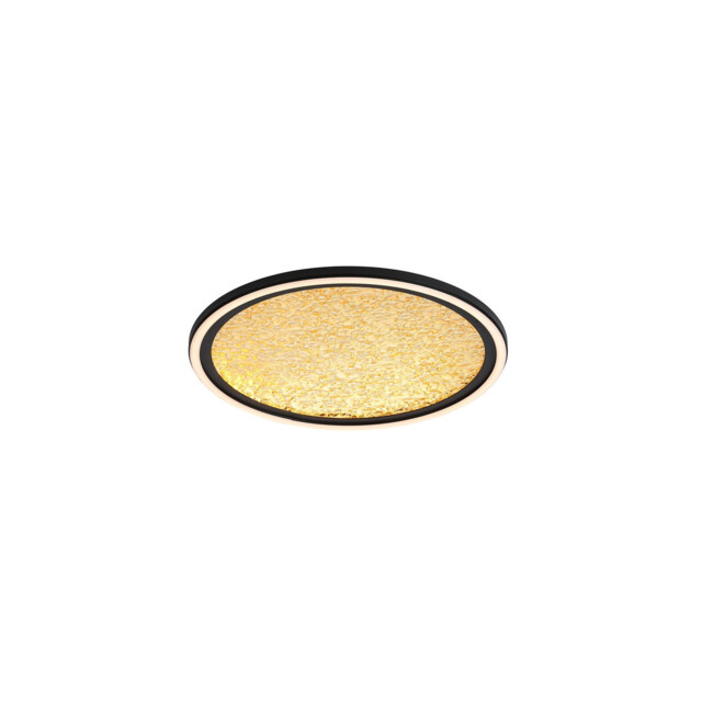 Luna LED Flush Light, Sand Black Metal & Gold Plastic Diffuser - image 1