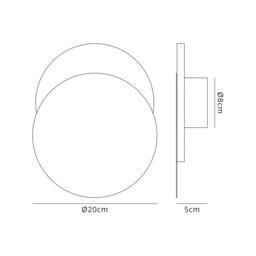 Altona Magnetic Base Wall Lamp, 12W LED 3000K 498lm, 20, 19cm Round Bottom Offset, Coffee, Acrylic Frosted Diffuser - thumbnail 2
