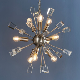 Miro 9 Light Ceiling Pendant Satin Nickel Plate & Clear Crystal Glass, E14 - thumbnail 2