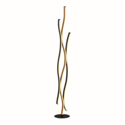 Bloom Swirl LED Floor Lamp, Black With Wood Effect