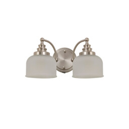 DeRuyter Switched Wall Lamp 2 Light E27 Satin Nickel, Frosted Glass - thumbnail 5