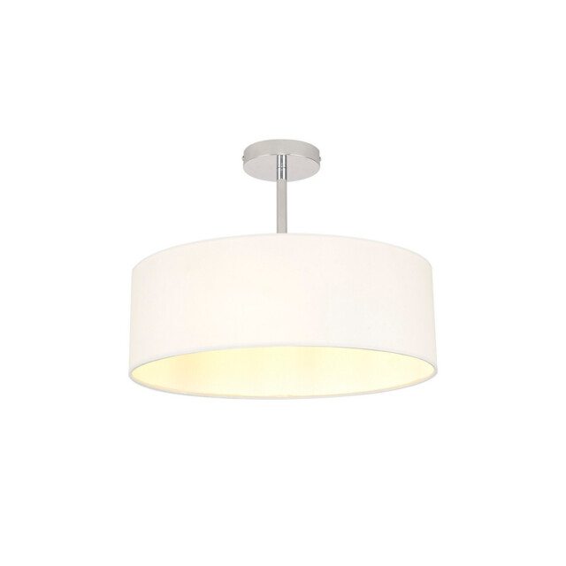 Baymont 45cm Polished Chrome 3 Light E27 Semi Flush Fixture, With 4cm x 15cm Faux Silk Shade, White - image 1