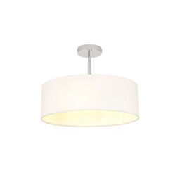 Baymont 45cm Polished Chrome 3 Light E27 Semi Flush Fixture, With 4cm x 15cm Faux Silk Shade, White