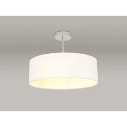Baymont 45cm Polished Chrome 3 Light E27 Semi Flush Fixture, With 4cm x 15cm Faux Silk Shade, White - thumbnail 2