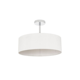 Baymont 45cm Polished Chrome 3 Light E27 Semi Flush Fixture, With 4cm x 15cm Faux Silk Shade, White - thumbnail 5