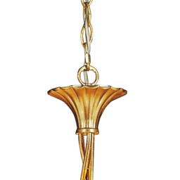Paola Pendant 3 Light E14, Gold Painted With Black Shades & Amber Glass Droplets - thumbnail 5