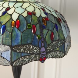 Dragonfly 2 Light Floor Lamp Dark Bronze, Blue, Tiffany Style Glass, E27 - thumbnail 5