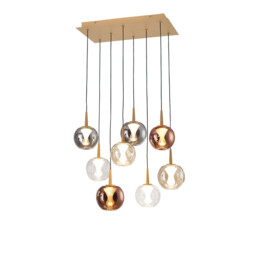 Andromeda 53 x 33cm Rectangle Pendant, 8 x 5W LED, 3000K, 4000lm, Light Gold/Copper/Chrome/Amber/Clear/Frosted