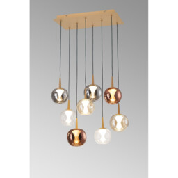 Andromeda 53 x 33cm Rectangle Pendant, 8 x 5W LED, 3000K, 4000lm, Light Gold/Copper/Chrome/Amber/Clear/Frosted - thumbnail 2