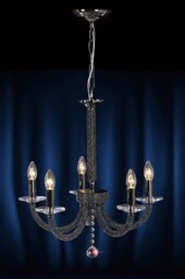 Elena Ceiling Pendant Chandelier 5 Light Black Chrome, Crystal - thumbnail 2