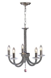 Elena Ceiling Pendant Chandelier 5 Light Black Chrome, Crystal