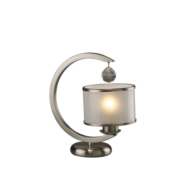 Lincoln Table Lamp E27 Satin Nickel/Glass/Crystal - image 1