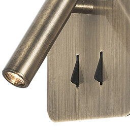 Cayman Square Wall + Reading Light, 6W + 3W LED, 3000K, 620lm Total, Individually Switched, Antique Brass, 3yrs Warranty - thumbnail 5