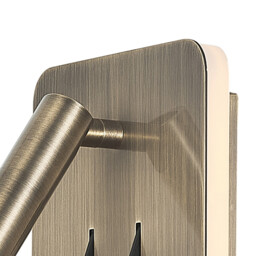 Cayman Square Wall + Reading Light, 6W + 3W LED, 3000K, 620lm Total, Individually Switched, Antique Brass, 3yrs Warranty - thumbnail 3